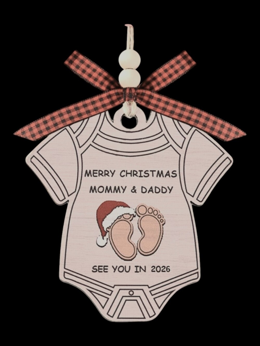 ❤️ Baby Onesie Christmas Wooden Ornament - 'See You in 2026'